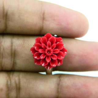   Lab Created Red Flower Genuine 925 Sterling Silver Fashion Ring Size 7