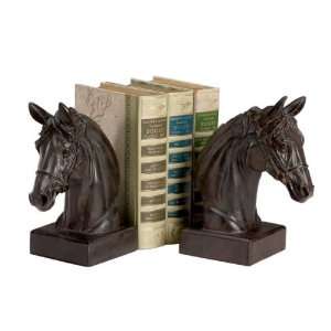   Deep Brown Stately Carved Horse Head Bookends 7.75 Home & Kitchen