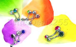 New 10 xGorgeous Elegance Crystal Beautiful Belly Ring Navel Body 
