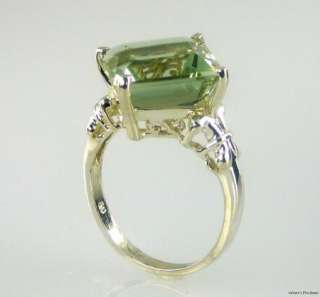 Green Amethyst Princess Cut Ring 925 SS Sterling Silver  