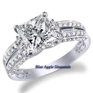   Princess Diamond Double Split Shank Engagement Ring GIA 18k F G SI