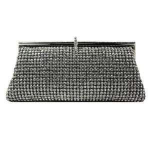 Black Sophisticated Clutch Evening Purse with Encrusted with Silver 