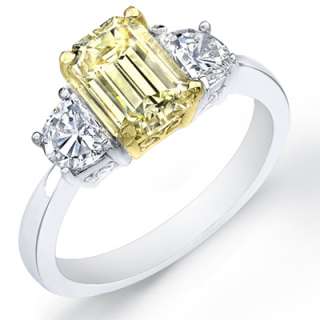 40 Ct. Canary Emerald Cut Diamond Engagement Ring  