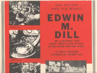 1940 POSTER EDWIN DILL POTTERY POTTERS WHEEL CLAY  