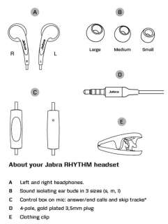  Jabra RHYTHM Corded Stereo Headset Cell Phones 
