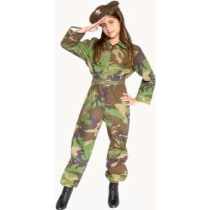  Childs Army Girl Soldier Costume (Size:Large 10 12): Toys 