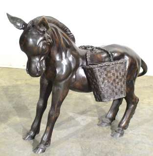 Small Cast Bronze Donkey with Baskets Statue FREE S/H  