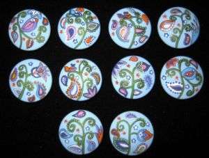 10   BLUE PAISLEY   NEW COLORS   Dresser Drawer Knobs  
