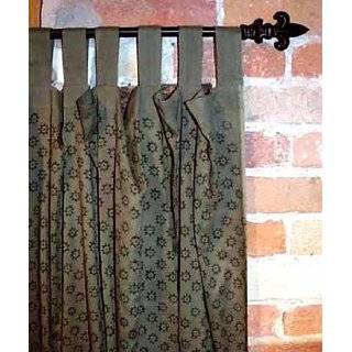   Hand Printed 100% Cotton Muslin Tab Curtain, 45 inches X 108 inches