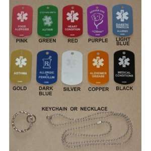  Custom Engraved Personalized Medical Alert ID Dog Tag (Necklaces 