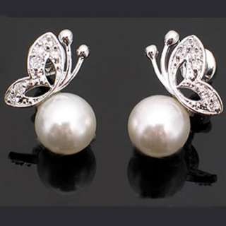   Silver Butterfly Ear Pin Stud Earrings Gift Alloy Women Lady  