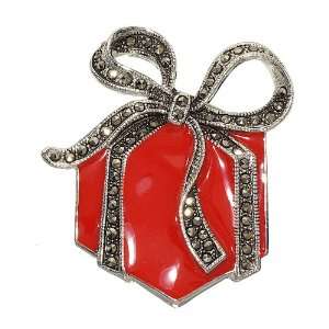 Exclusive Design Deep Red Gift Package Tied with a Marcasite Ribbon 