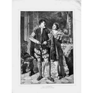  1873 Carl Becker Fine Art Lady Man Farewell Romance: Home 
