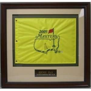 Ernie Els Autographed/Hand Signed 2005 Masters Flag Custom Framed