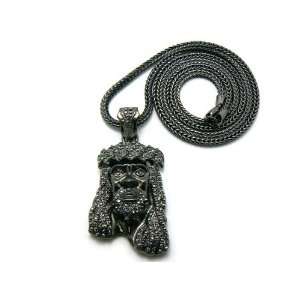   Black Jesus Face Pendant with a 36 Inch Franco Chain Necklace Jewelry