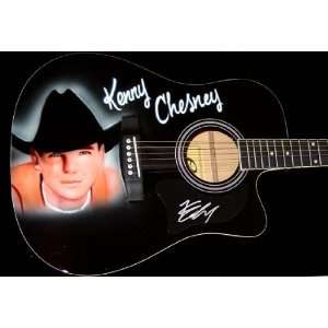 KENNY CHESNEY Autographed Guitar  Incredible Airbrushed Acoustic
