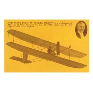 Orville Wright and Kitty Hawk Plane Premium Poster Print, 12x8
