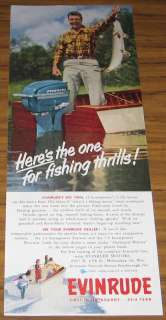 1952 AD~EVINRUDE OUTBOARD MOTORS~FISHERMAN HUGE FISH  