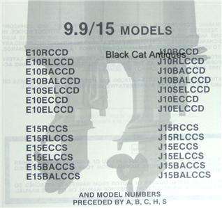 1987 OMC Parts Catalog Evinrude Johnson 9.9/15HP Models  
