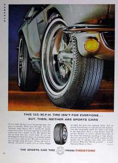   original, vintage print advertising for Firestone sports car 500 tire