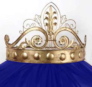 Antique Style Gold Tone Fleur de lis Bed Crown~Teester  