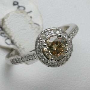 NEW 14k white gold Chocolate Diamond Halo Ring 1 1/4 ct  