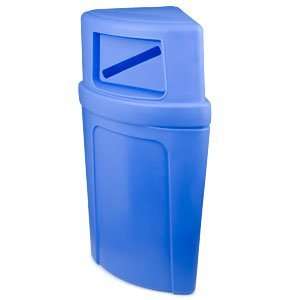   21 Gallon Corner Recycling Container with Dome Lid and Slot   Blue