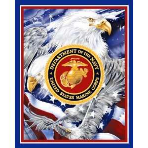   Marine Corp Eagle Fabric By The Panel Arts, Crafts & Sewing