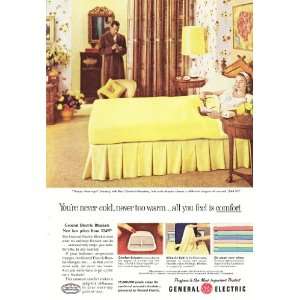 1957 Ad General Electric GE Yellow Electric Blanket Original Vintage 
