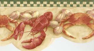 SEAFOOD KITCHEN LOBSTER & CRABS Wallpaper bordeR Wall  