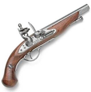 18th Century Pirate Flintlock Pistol   Wood and Metal Replica Gun with 