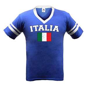 ITALIA Soccer T shirt Italy Flag Football Ringer Tee  