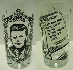 John F Kennedy JFK Memorial Glass  