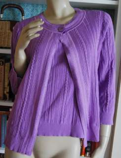 JONES NEW YORK COLLECTION Size L Orchid Purple Twin Set Shell Cardigan 