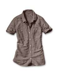 Eddie Bauer Linen/Cotton Roll Sleeve Camp Shirt