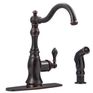 Single Handle Oil Rubbed Bronze Kitchen Sink Faucet w/Side Sprayer 