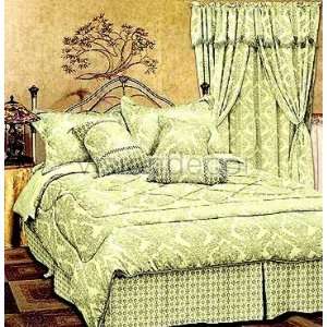   Green Jacquard Queen Bed in a Bag Comforter Bedding Set Home