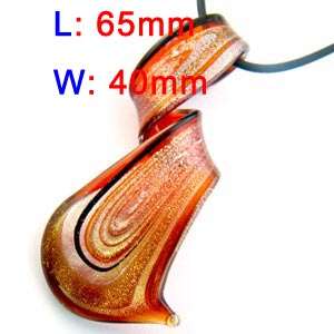 G1495 Murano Lampwork glass Twist Leaf Pendant Necklace  