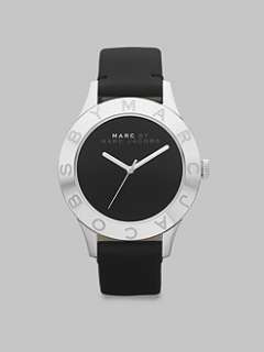 Marc by Marc Jacobs   Stainless Steel Logo Matte Leather Watch/Black