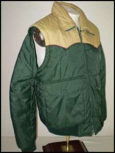 80s Mens DEEP NORTH Insulated PUFFY SKI Jacket Vest Green REMOVABLE 