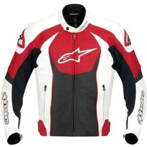   GP R Perforated Leather Motorcycle Racing Jacket White/Red/Black