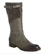 Alberto Fermani taupe leather and suede buckle detail boots style 