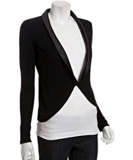 Autumn Cashmere black cashmere shawl collar tuxedo jacket cardigan