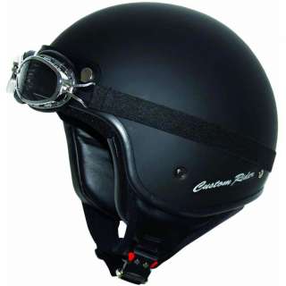   RIDER OPEN FACE MOTORCYCLE SCOOTER CLASSIC CRUSIER HELMET WITH GOGGLES