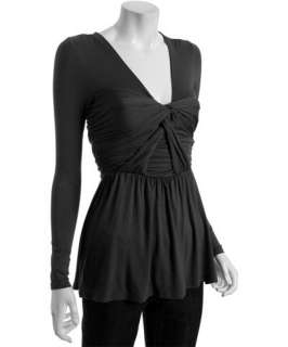 Casual Couture by Green Envelope black stretch twist front long sleeve 