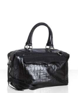 Rebecca Minkoff black croc embossed leather MAB satchel   up 
