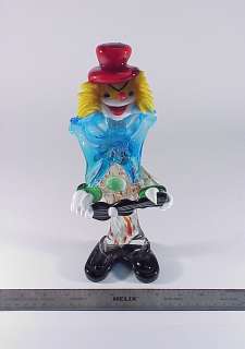 Murano Glass Clown Playing Guitar Statue  
