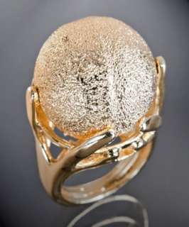 Kenneth Jay Lane gold textured ball ring  