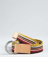 Paul Smith chocolate striped fabric slip buckle belt style# 319650501