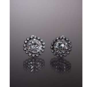 Lee Angel silver crystal Lilianna button earrings